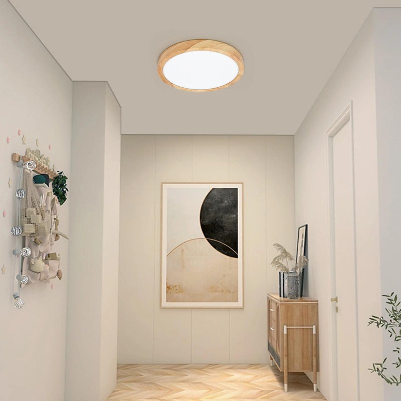 Luminária de Teto Led Redonda Wooden Sobrepor